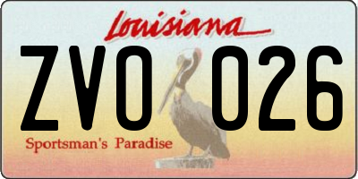 LA license plate ZVO026