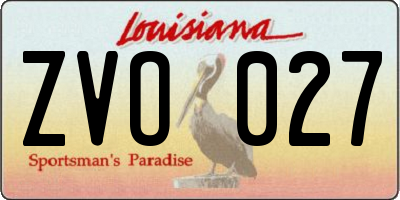 LA license plate ZVO027