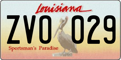 LA license plate ZVO029