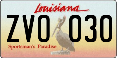 LA license plate ZVO030