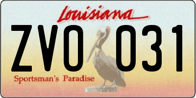 LA license plate ZVO031