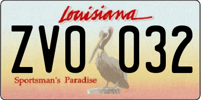 LA license plate ZVO032