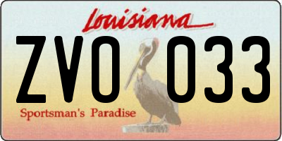 LA license plate ZVO033