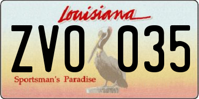 LA license plate ZVO035