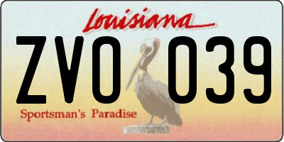 LA license plate ZVO039