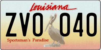 LA license plate ZVO040