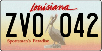 LA license plate ZVO042