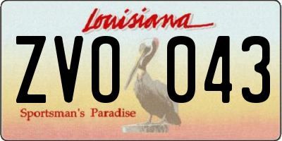 LA license plate ZVO043