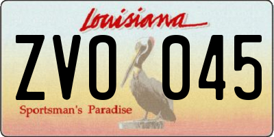 LA license plate ZVO045