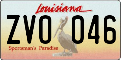 LA license plate ZVO046