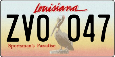 LA license plate ZVO047