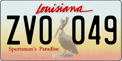 LA license plate ZVO049