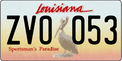 LA license plate ZVO053