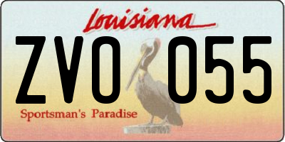 LA license plate ZVO055