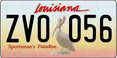 LA license plate ZVO056