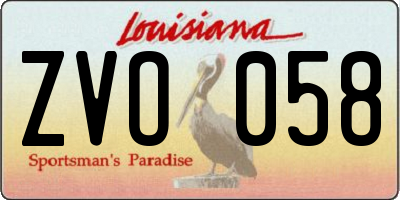 LA license plate ZVO058