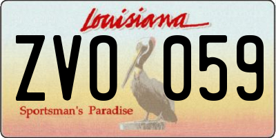 LA license plate ZVO059