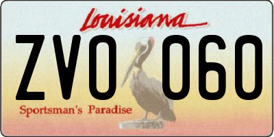 LA license plate ZVO060