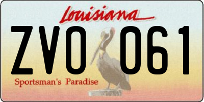 LA license plate ZVO061