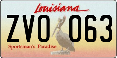 LA license plate ZVO063