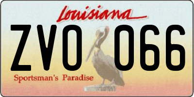 LA license plate ZVO066