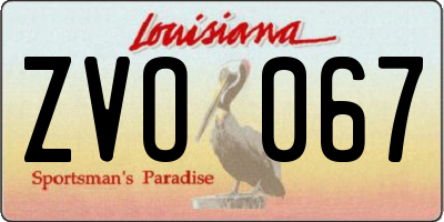 LA license plate ZVO067