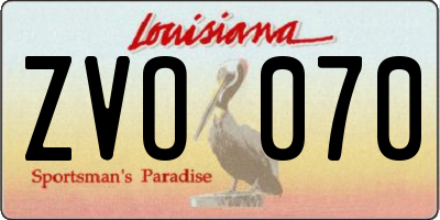 LA license plate ZVO070