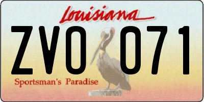 LA license plate ZVO071