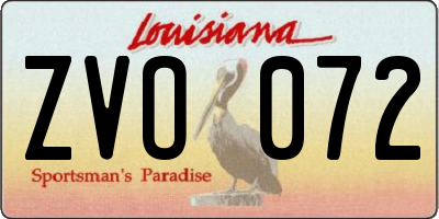 LA license plate ZVO072
