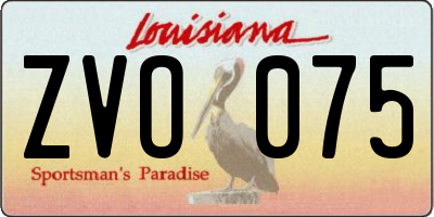 LA license plate ZVO075