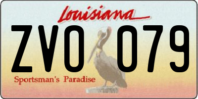 LA license plate ZVO079