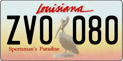 LA license plate ZVO080
