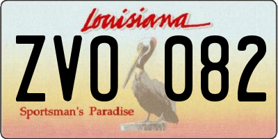 LA license plate ZVO082