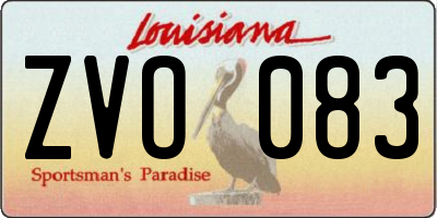 LA license plate ZVO083