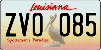LA license plate ZVO085