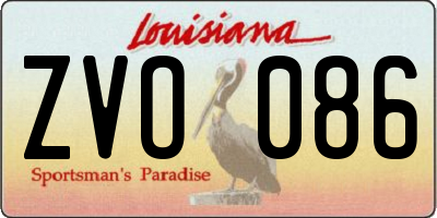LA license plate ZVO086