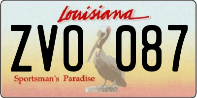 LA license plate ZVO087