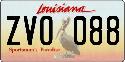 LA license plate ZVO088