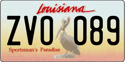 LA license plate ZVO089