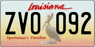 LA license plate ZVO092