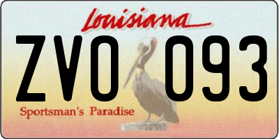 LA license plate ZVO093