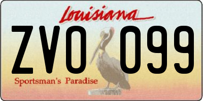 LA license plate ZVO099