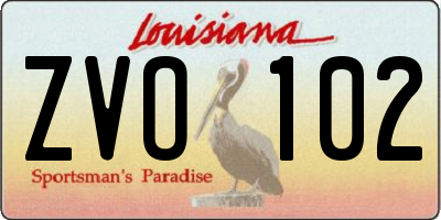 LA license plate ZVO102