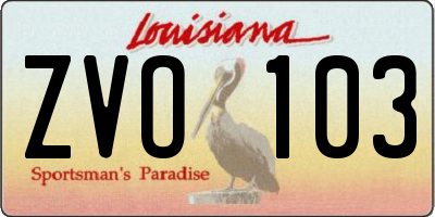 LA license plate ZVO103