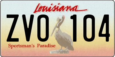 LA license plate ZVO104