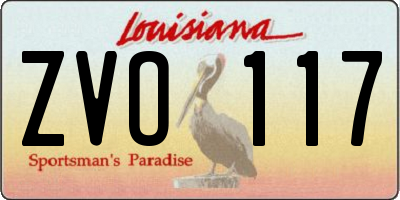 LA license plate ZVO117