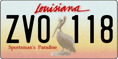 LA license plate ZVO118