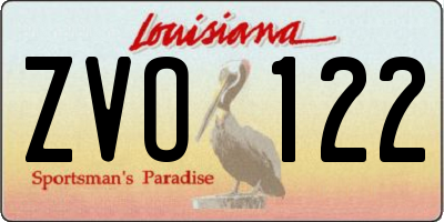LA license plate ZVO122