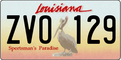 LA license plate ZVO129