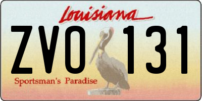 LA license plate ZVO131